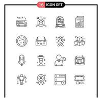 16 Thematic Vector Outlines and Editable Symbols of sheet page ai file machine Editable Vector Design Elements