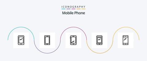 paquete de iconos de línea de teléfono móvil 5 que incluye. vector