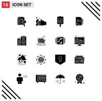 Universal Icon Symbols Group of 16 Modern Solid Glyphs of madical deal blood done agrement Editable Vector Design Elements