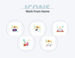 trabajar desde casa icono plano paquete 5 diseño de iconos. renovación. construcción. trabajar. web. Internet vector