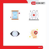 User Interface Pack of 4 Basic Flat Icons of efficiency eye atom healthcare brain Editable Vector Design Elements