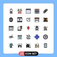 Group of 25 Filled line Flat Colors Signs and Symbols for technology radio grid interior drawer Editable Vector Design Elements