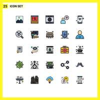 Pack of 25 creative Filled line Flat Colors of wifi mobile control heart man Editable Vector Design Elements