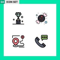 Universal Icon Symbols Group of 4 Modern Filledline Flat Colors of gems map pen love target Editable Vector Design Elements