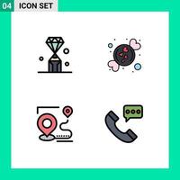 Universal Icon Symbols Group of 4 Modern Filledline Flat Colors of gems map pen love target Editable Vector Design Elements