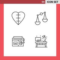 4 Creative Icons Modern Signs and Symbols of heart music medical sign scales home Editable Vector Design Elements