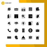 25 User Interface Solid Glyph Pack of modern Signs and Symbols of degree server archive web marketing Editable Vector Design Elements