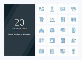 20 Home Appliances And Kitchen Blue Color icon for presentation vector