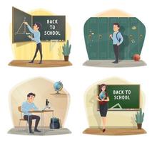 Back to school posters geometry, geography lessons vector