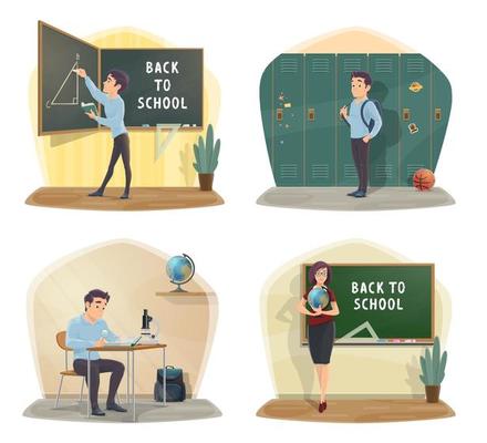 Back to school posters geometry, geography lessons