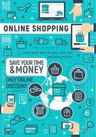 Online shopping technology vector poster