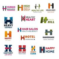 Letter H company brand names and business icons vector