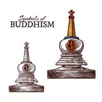 Buddhism religion symbol of buddhist stupa sketch vector