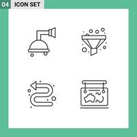 4 Universal Line Signs Symbols of bathroom left filter arrows map Editable Vector Design Elements