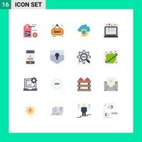 Set of 16 Commercial Flat Colors pack for password access reading laptop computer Editable Pack of Creative Vector Design Elements