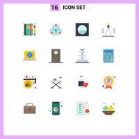 Modern Set of 16 Flat Colors Pictograph of world draw health geometry drawing Editable Pack of Creative Vector Design Elements