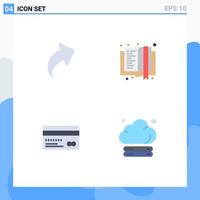 Pictogram Set of 4 Simple Flat Icons of arrow credit card book education payment Editable Vector Design Elements