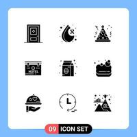 Set of 9 Modern UI Icons Symbols Signs for food bean hat location sign Editable Vector Design Elements