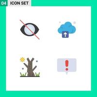 Group of 4 Modern Flat Icons Set for disable alert cloud halloween talk Editable Vector Design Elements