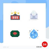 Set of 4 Commercial Flat Icons pack for high score bangladesh monogram mail email pollution Editable Vector Design Elements