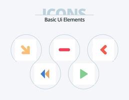 elementos básicos de la interfaz de usuario paquete de iconos planos 5 diseño de iconos. palabra de fondo flecha. flecha. retirar. menos vector