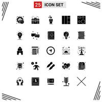 Modern Set of 25 Solid Glyphs and symbols such as devices wireframe private grid decision Editable Vector Design Elements