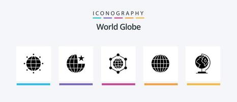 Globe Glyph 5 Icon Pack Including . worldwide. globe. globe. web. Creative Icons Design vector