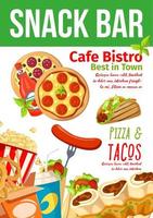 Fast food snacks bar and bistro menu vector