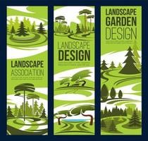 diseño de paisaje, árbol verde y planta vector