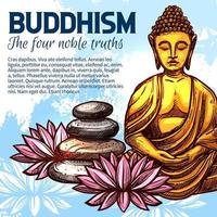 Buddhism religion Buddha and lotus vector