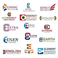 Capital E letter symbols for business vector icons