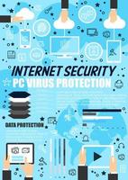 Internet security, data protection technology vector