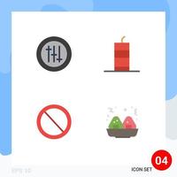 Set of 4 Vector Flat Icons on Grid for options no bang military bomb user Editable Vector Design Elements