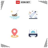 Set of 4 Vector Flat Icons on Grid for boat location river toothbrush pin Editable Vector Design Elements