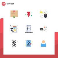 Group of 9 Flat Colors Signs and Symbols for database money click stack documents Editable Vector Design Elements