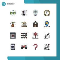 Set of 16 Modern UI Icons Symbols Signs for growth office innovation dollar business Editable Creative Vector Design Elements