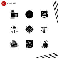 Universal Icon Symbols Group of 9 Modern Solid Glyphs of boat wedding data privacy love private Editable Vector Design Elements