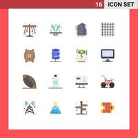 Mobile Interface Flat Color Set of 16 Pictograms of streamline layout present grid connected Editable Pack of Creative Vector Design Elements