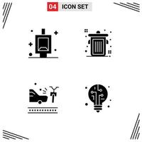 4 Creative Icons Modern Signs and Symbols of urinal crash can accident light Editable Vector Design Elements