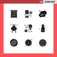 Pictogram Set of 9 Simple Solid Glyphs of brain transportation interface transport text Editable Vector Design Elements