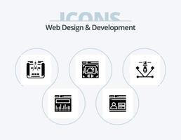 Web Design And Development Glyph Icon Pack 5 Icon Design. . website . security. web page . sketch vector