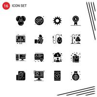 Group of 16 Modern Solid Glyphs Set for hosting win park st prize Editable Vector Design Elements