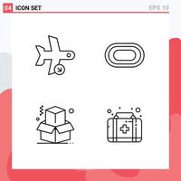 4 Creative Icons Modern Signs and Symbols of flight box transport olympic office Editable Vector Design Elements