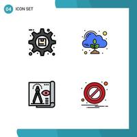 Filledline Flat Color Pack of 4 Universal Symbols of gear design preferences zero file Editable Vector Design Elements