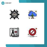 Filledline Flat Color Pack of 4 Universal Symbols of gear design preferences zero file Editable Vector Design Elements