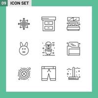 9 Outline concept for Websites Mobile and Apps eco bulb green bed rabbit bynny Editable Vector Design Elements