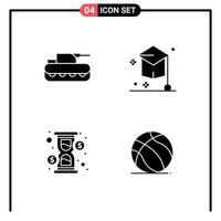 User Interface Pack of 4 Basic Solid Glyphs of cannon glass tank education loading Editable Vector Design Elements
