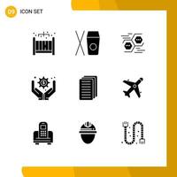 9 iconos creativos signos y símbolos modernos de datos de documentos de comercio electrónico gestión empresarial elementos de diseño vectorial editables vector