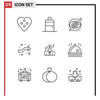 9 Thematic Vector Outlines and Editable Symbols of man businessman view right intersect Editable Vector Design Elements