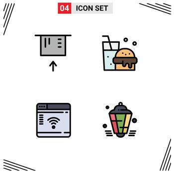 4 Creative Icons Modern Signs and Symbols of atm webpage drink internet lamp Editable Vector Design Elements